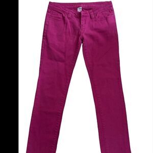 Wet Seal Juniors Low Rise Pink Denim Belted Slim Fit Jeans Size 9
